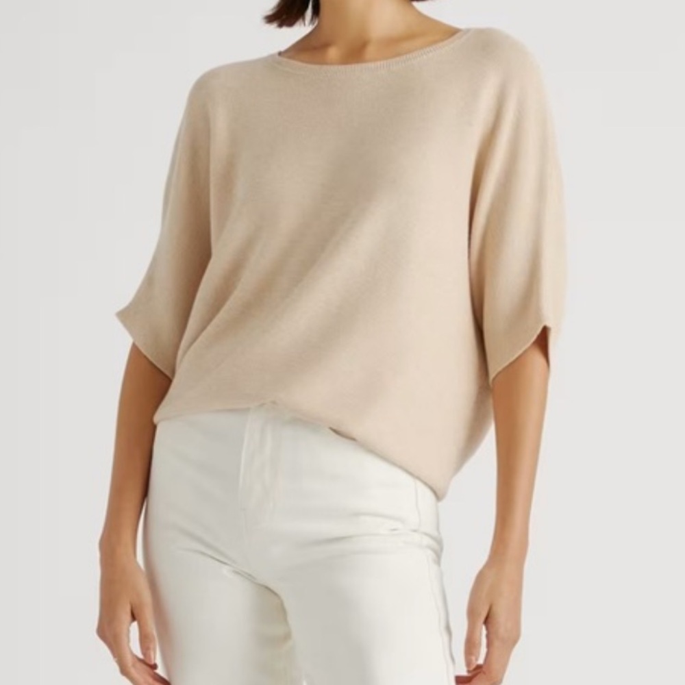 Quince Women's Cashmere Lightweight Link-Organic Cotton Crew Neck Sweater Top - Picture 11 of 11